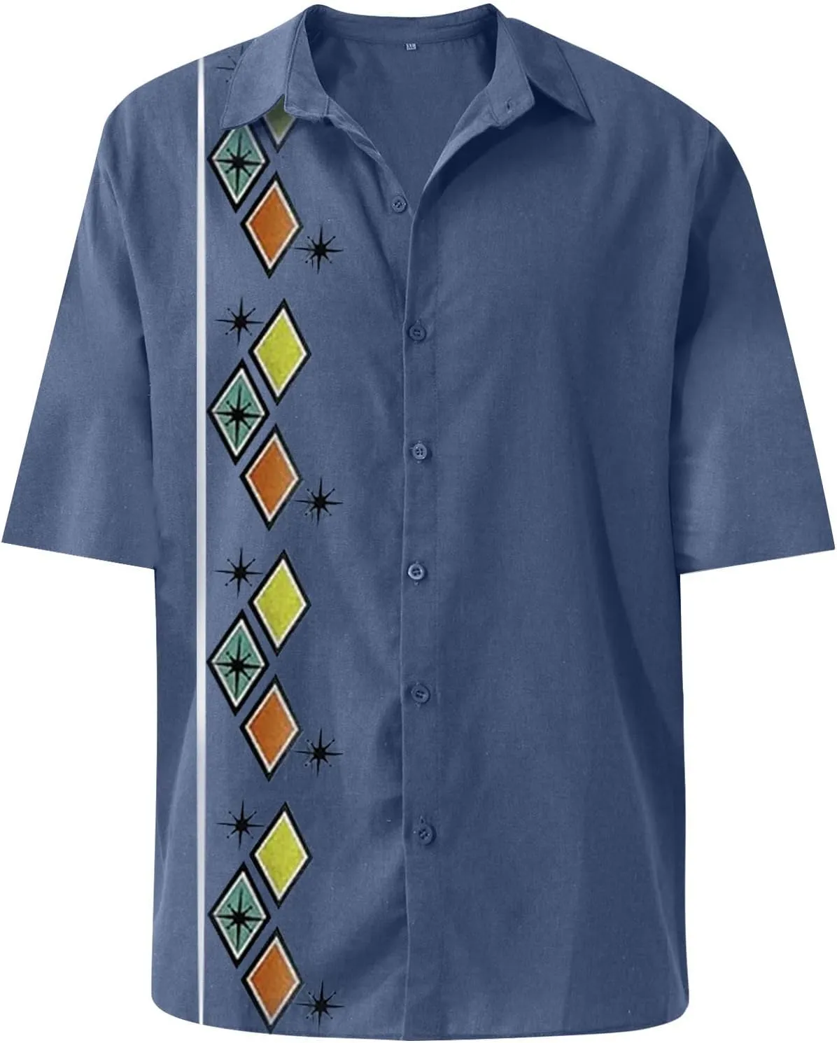 RTRDE Men's Casual Button-Down Shirts Casual Cotton Linen Solid Color Short Sleeve Shirts Loose Casual Shirts