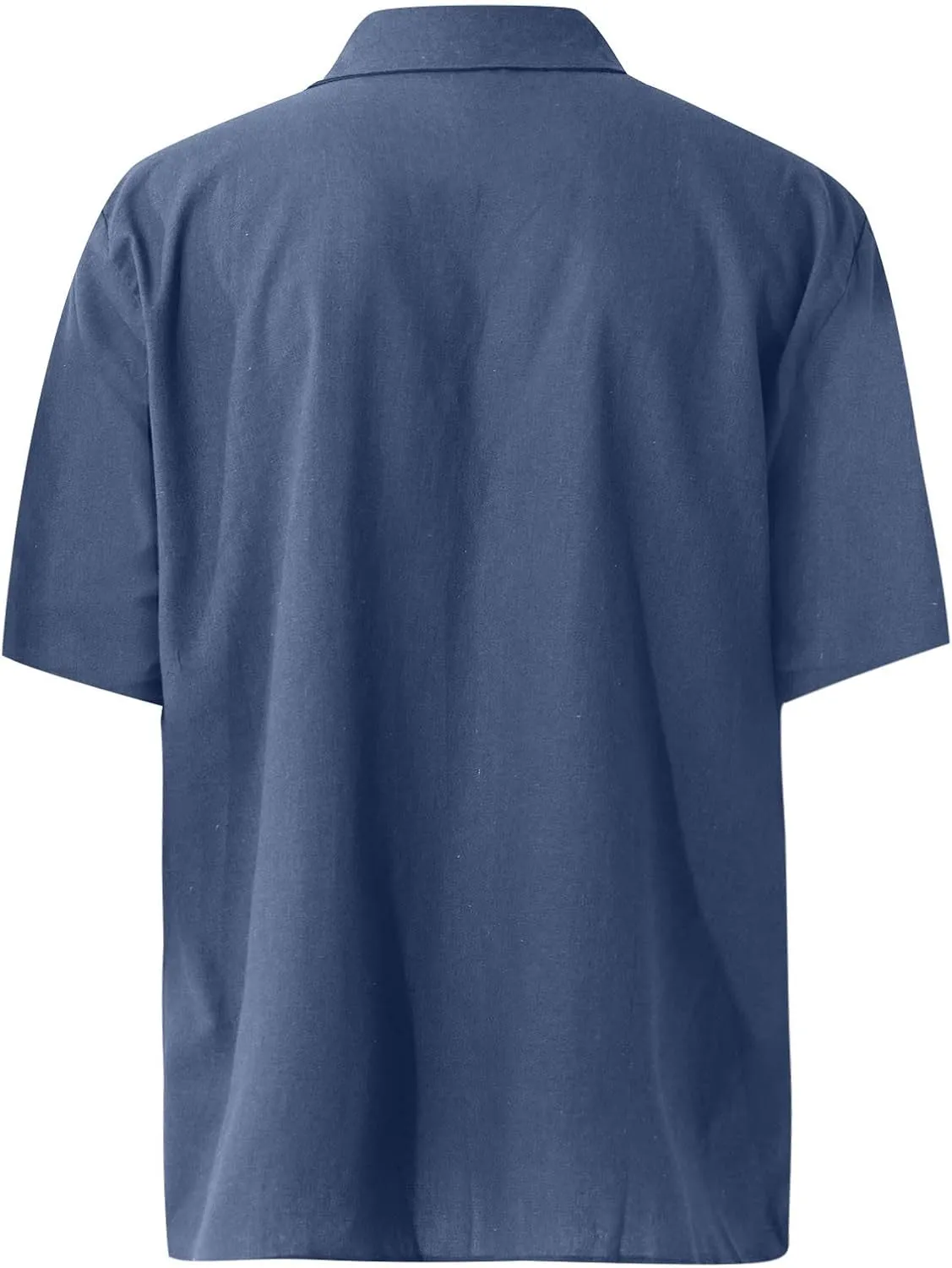 RTRDE Men's Casual Button-Down Shirts Casual Cotton Linen Solid Color Short Sleeve Shirts Loose Casual Shirts