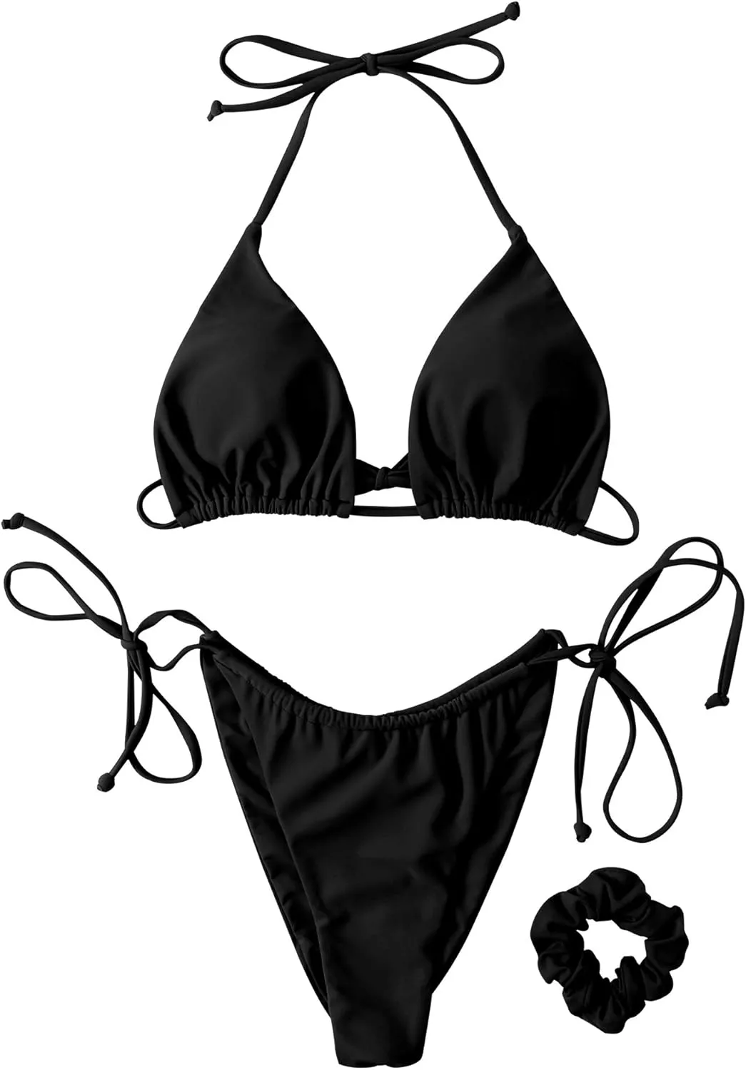 RXRXCOCO Women Sexy Triangle Bikini Set String Color Block Swimsuits Double Straps 2 Piece Bathing Suits