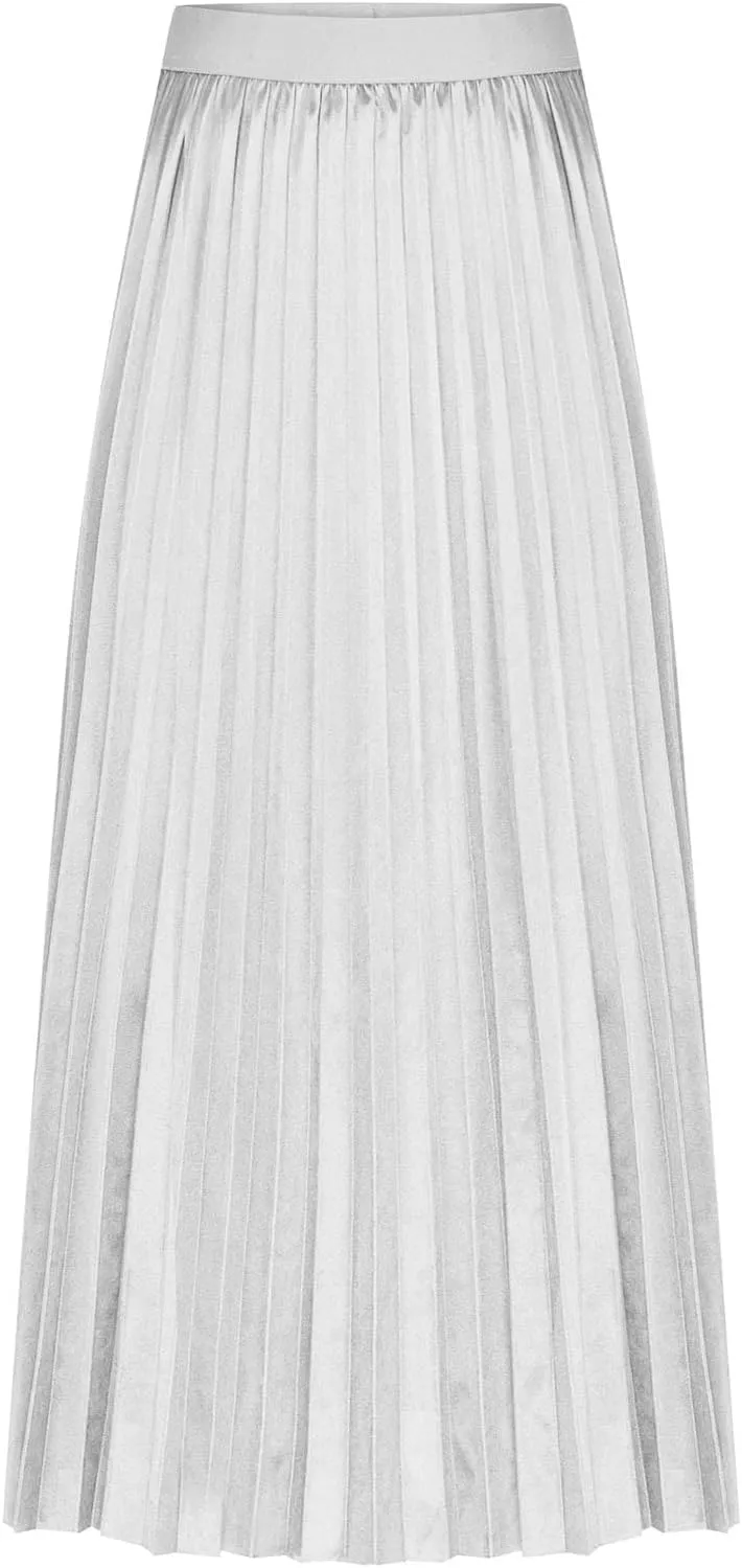Satin Skirts for Women Silk Soft Smooth Skirt Solid Color Ruched Comfort Skirt Flowy Swing Stretch Skirts