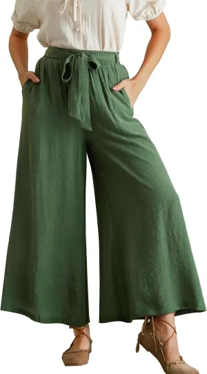 Scarlet Darkness Palazzo Pants for Women Summer Boho High Waisted Wide Leg Pants with Pockets