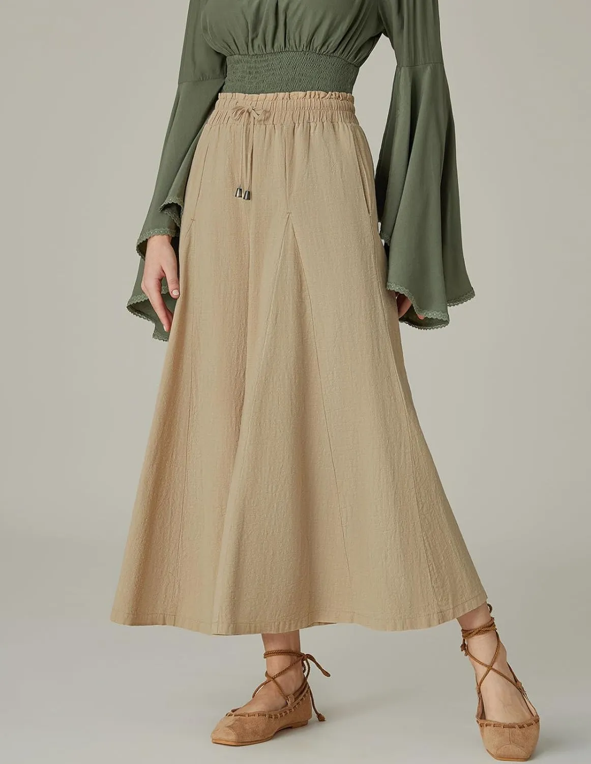 Scarlet Darkness Women Wide Leg Pants High Waist Linen Casual Loose Lounge Trousers with Pockets