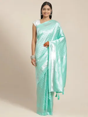 Sea Green Woven Design Art Silk Saree