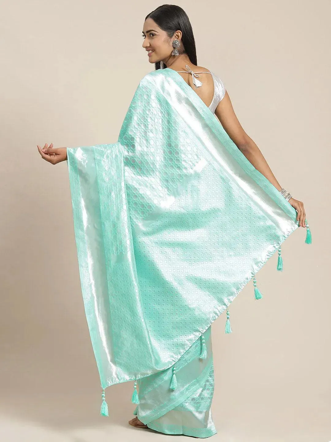 Sea Green Woven Design Art Silk Saree