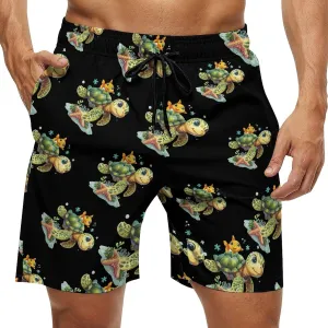 Sea Turtle Men's Swim Trunks Quick Dry Board Shorts Breathable Summer Beach Shorts Bathing Suits