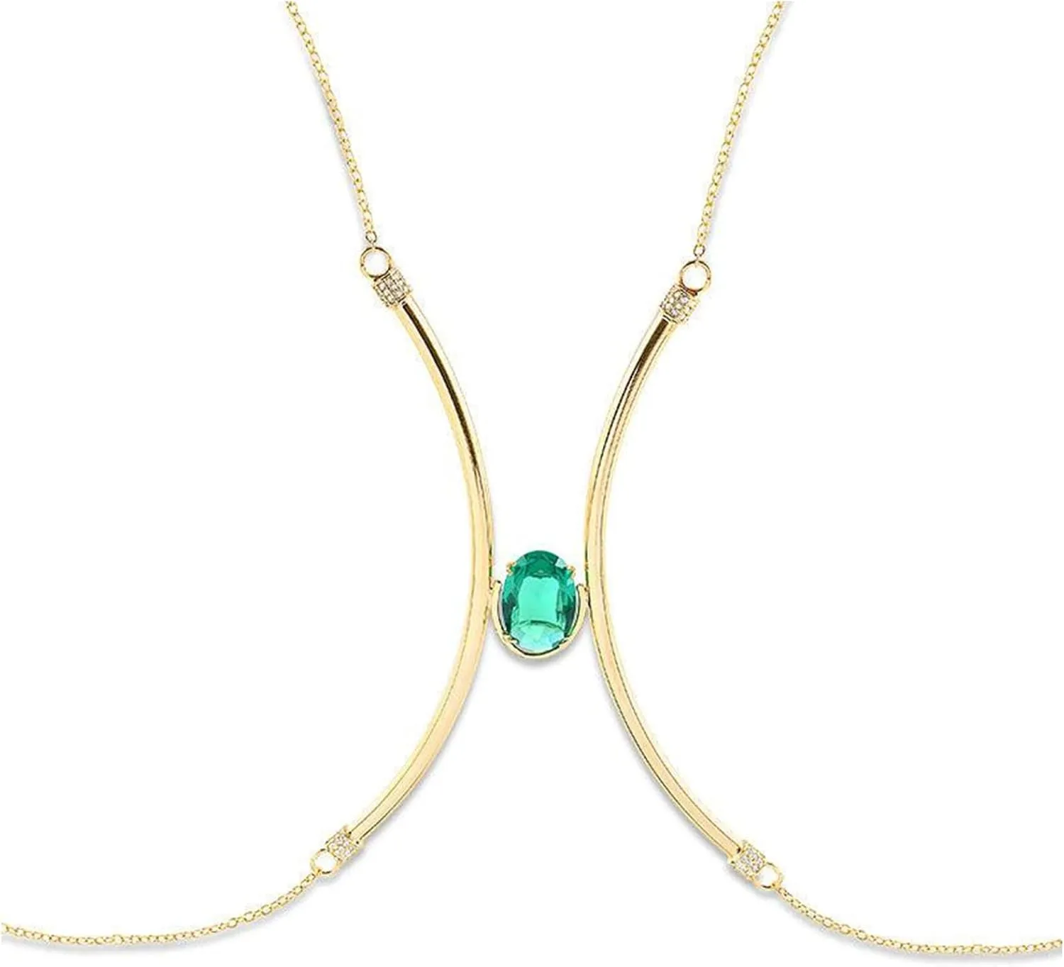 Sexy Rhinestone Green Chest Bracket Chain Bikini Bra Body Chain Crystal Lingerie Chain Festival Party Rave Underwear Body Jewelry for Women