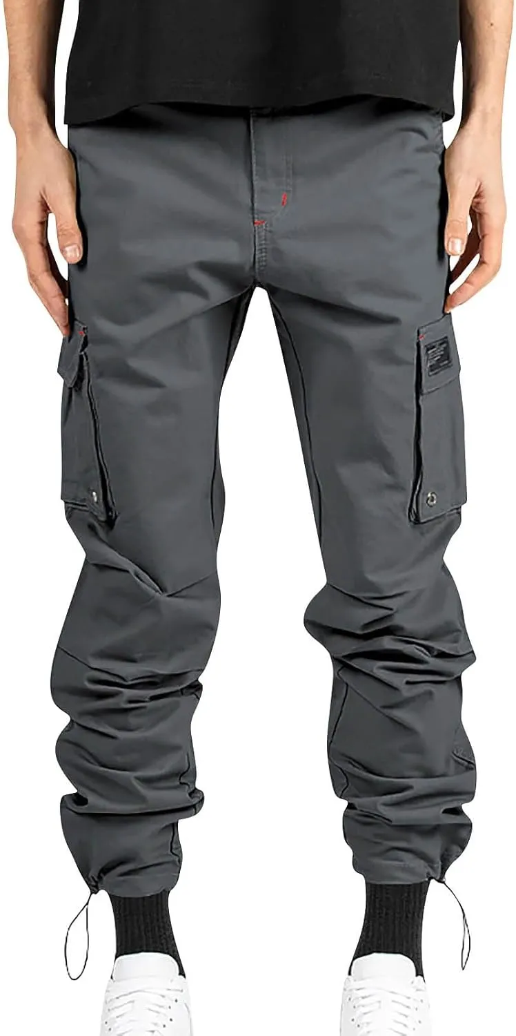 SGASY Mens Cargo Pants Water Resistant Relaxed Fit Hiking Work Pants Multi Pockets Ripstop Flex Baggy Camo Tactical Pants