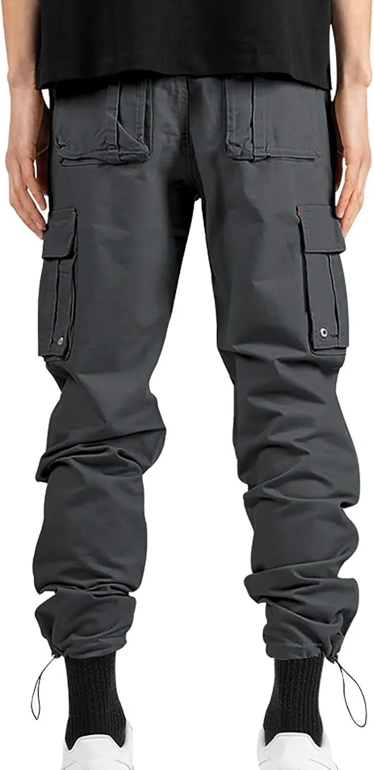 SGASY Mens Cargo Pants Water Resistant Relaxed Fit Hiking Work Pants Multi Pockets Ripstop Flex Baggy Camo Tactical Pants