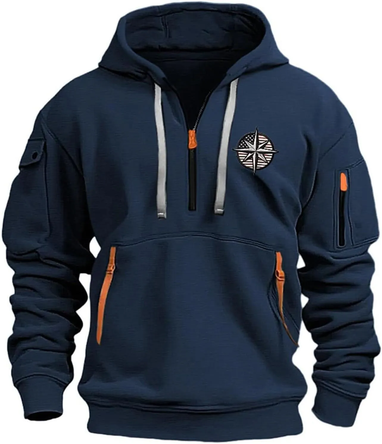 SGASY Men's Hoodies Quarter Zip Pullover Vintage Workout Running Active Hoodies with Pockets Military Tactical Sweatshirt