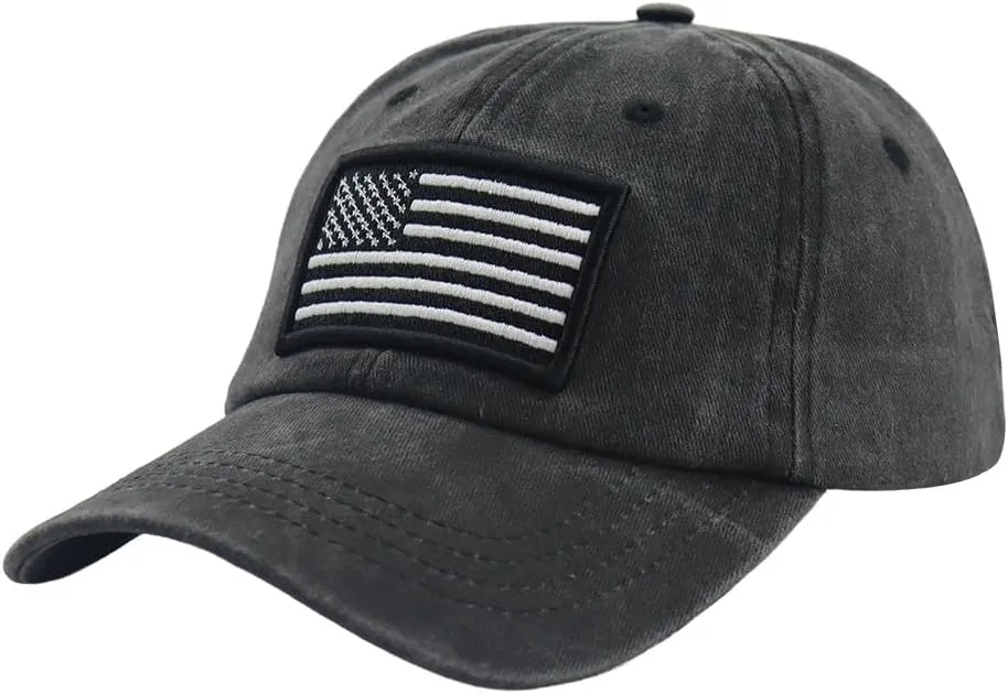 SHANVANKE American Flag Baseball Cap, Cotton Adjustable Embroidered US Baseball Cap for Men Women