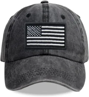 SHANVANKE American Flag Baseball Cap, Cotton Adjustable Embroidered US Baseball Cap for Men Women