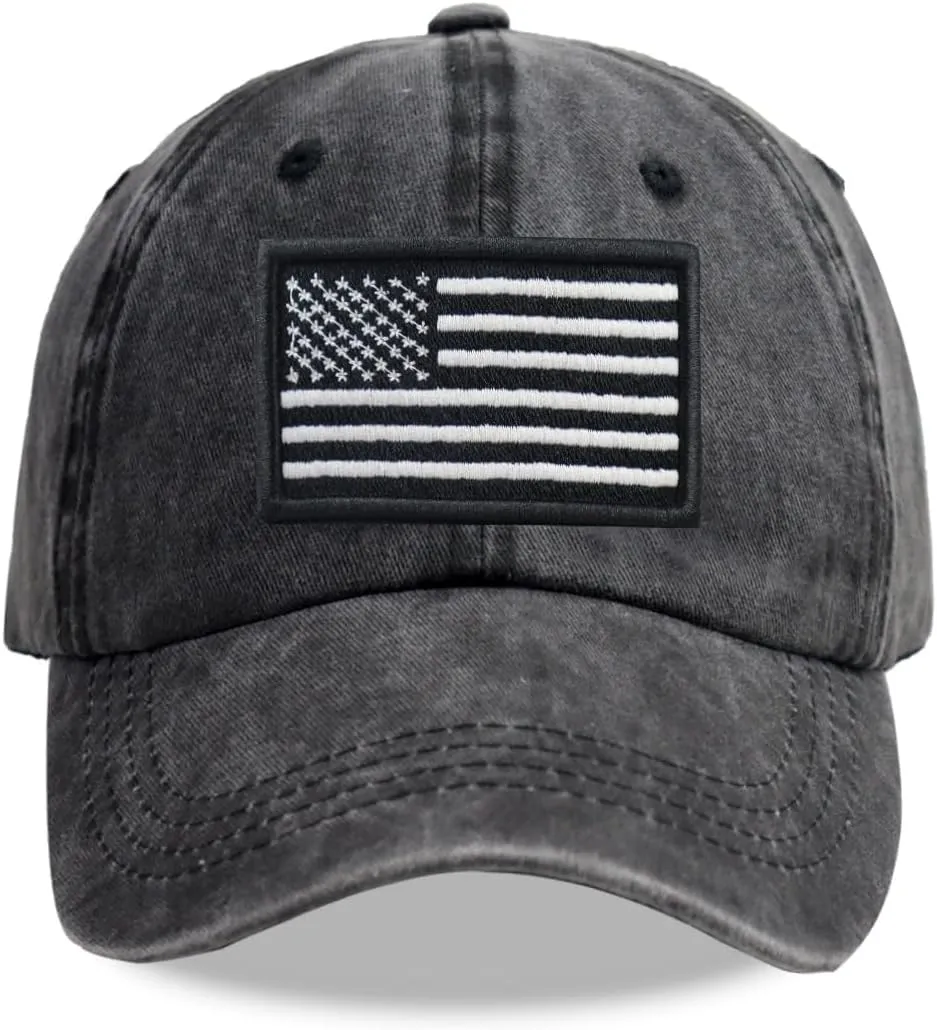 SHANVANKE American Flag Baseball Cap, Cotton Adjustable Embroidered US Baseball Cap for Men Women