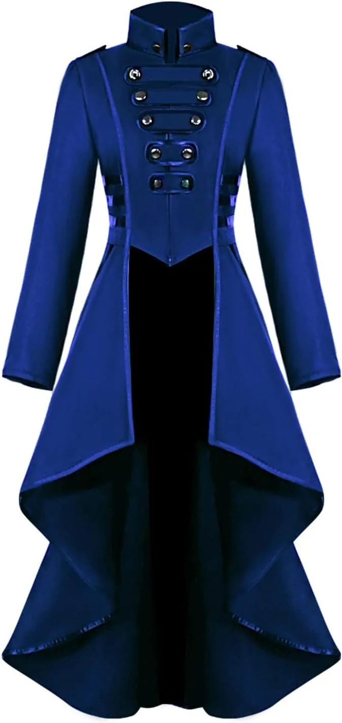 SIAEAMRG Renaissance Steampunk Tailcoat Halloween Costumes for Women, Victorian Medieval Pirate Vampire Gothic Jackets
