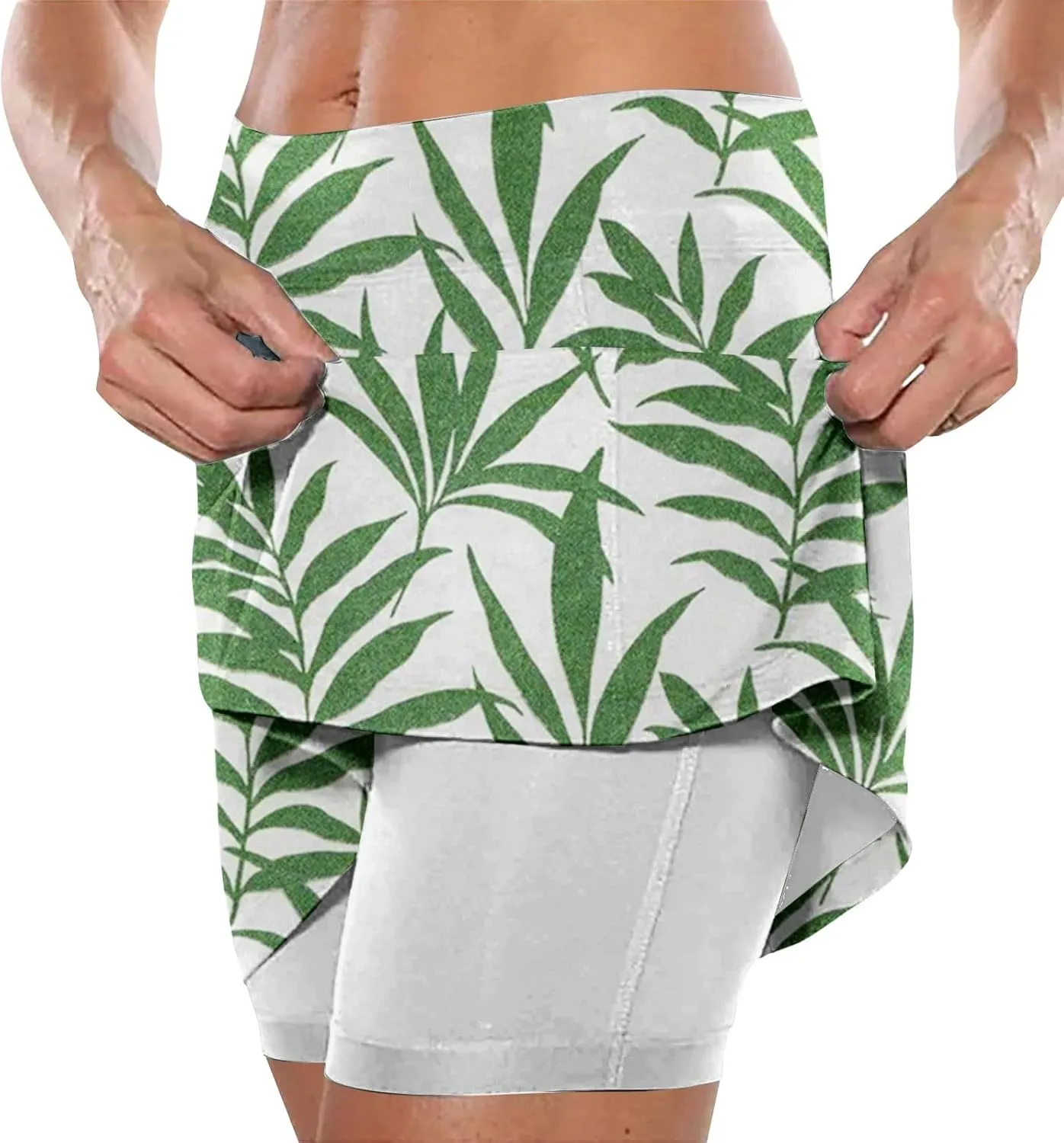 Skorts for Women Summer Tennis Elastic High Waisted Floral Printed Gym Skirts Comfort Trendy Lightweight Running Shorts