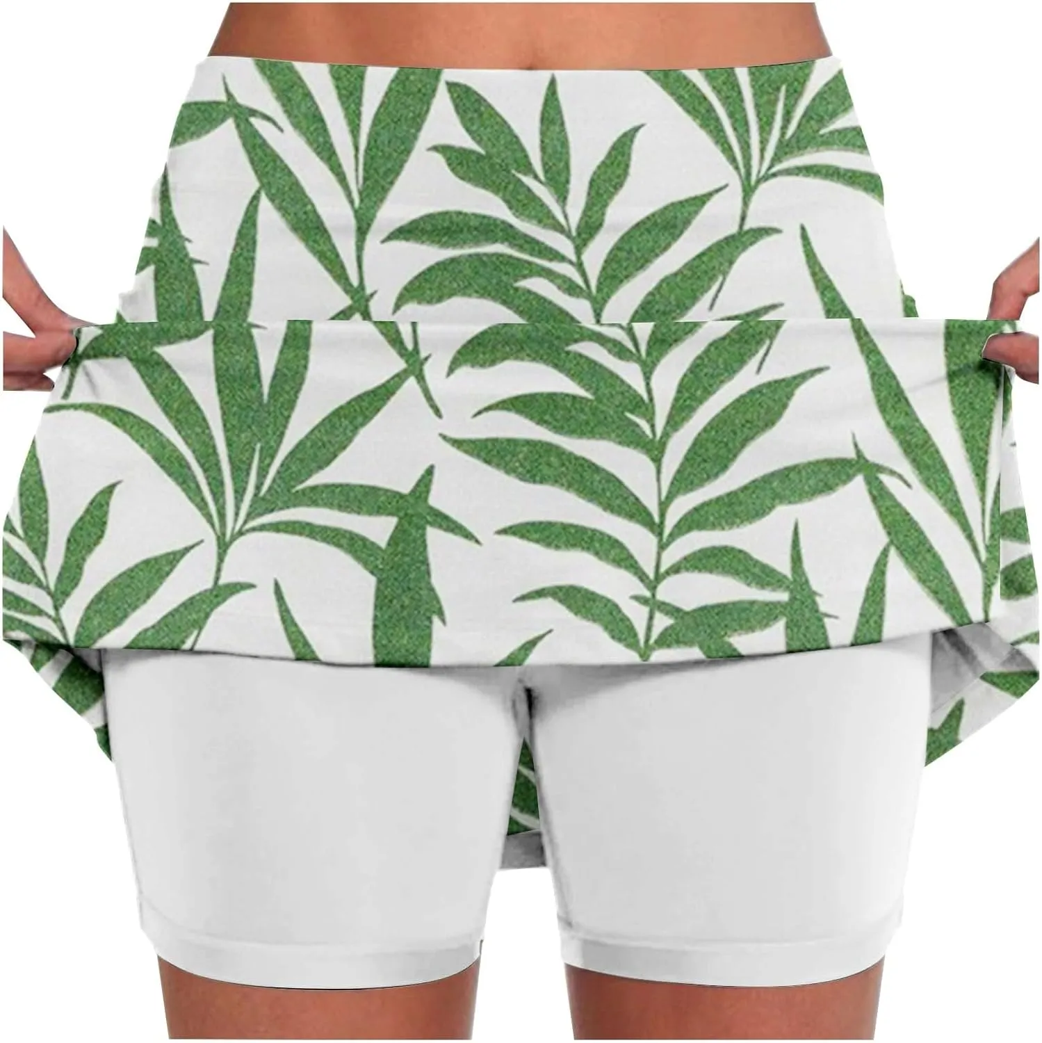 Skorts for Women Summer Tennis Elastic High Waisted Floral Printed Gym Skirts Comfort Trendy Lightweight Running Shorts