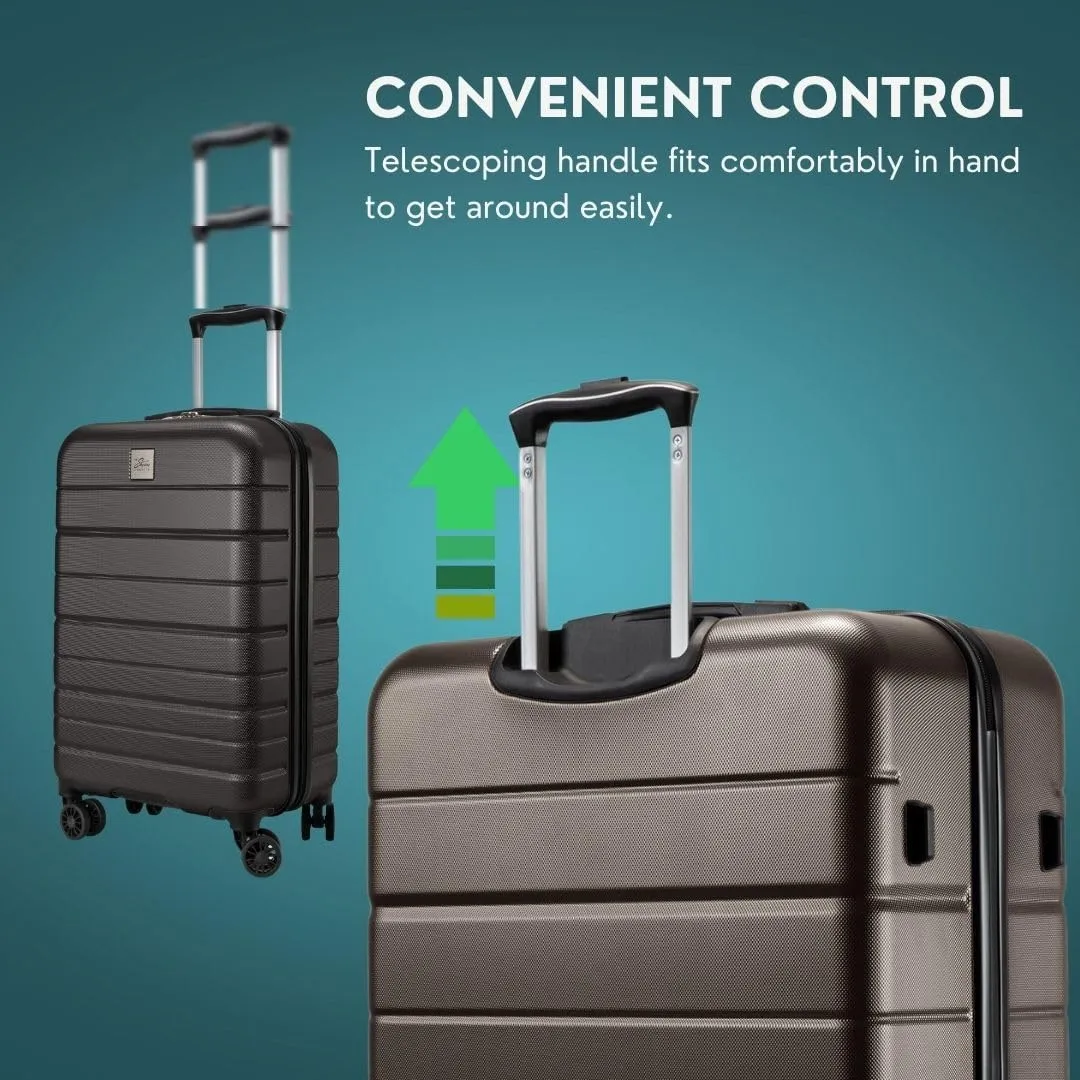 Skyway Epic 2.0 Hardside Lightweight and Durable ABS Shell Luggage, Spacious with Dual Spinning Wheels, Comfort Grip, Men and Women, Carry-on, 20-inch, Midnight