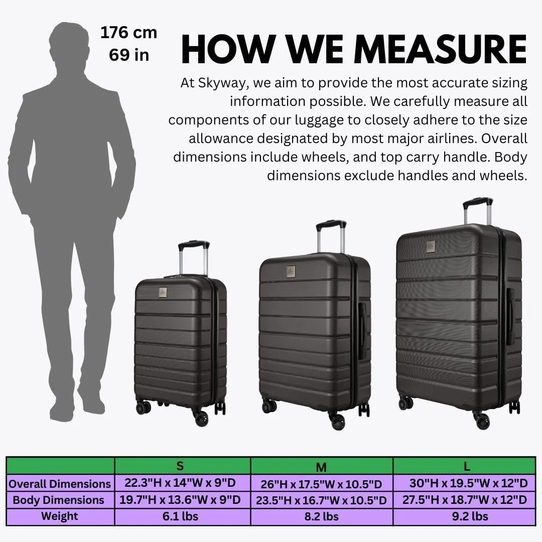 Skyway Epic 2.0 Hardside Lightweight and Durable ABS Shell Luggage, Spacious with Dual Spinning Wheels, Comfort Grip, Men and Women, Carry-on, 20-inch, Midnight