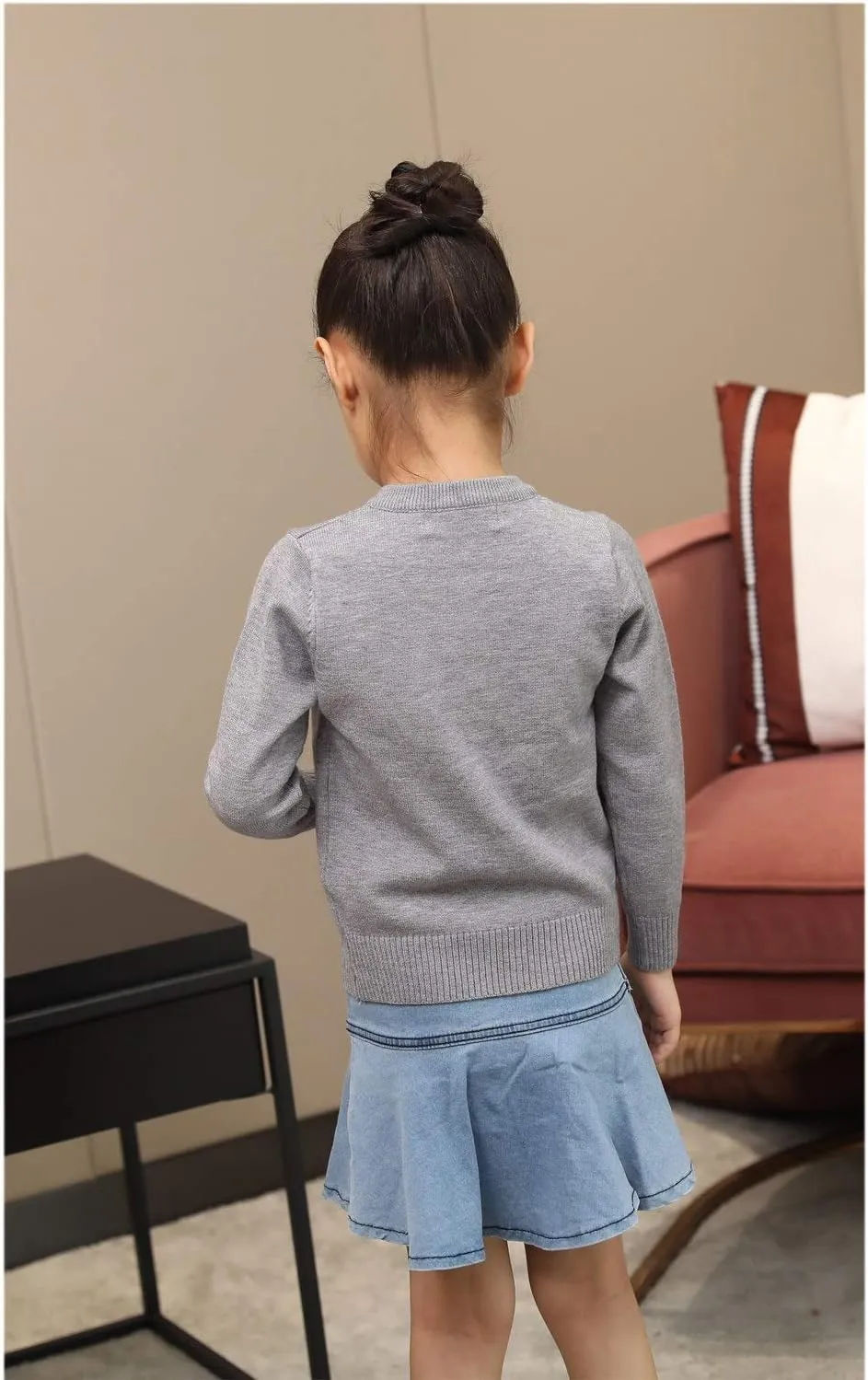 SMILING PINKER Girls Cardigan Sweater School Uniforms Button Long Sleeve Knit Tops
