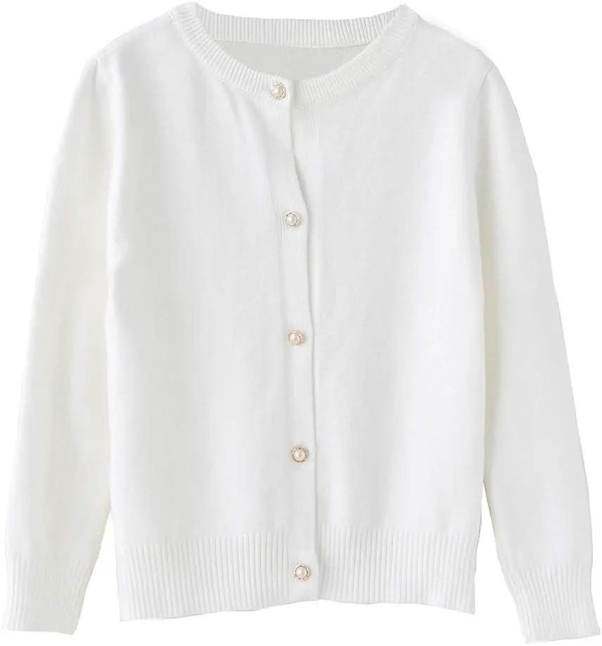 SMILING PINKER Girls Cardigan Sweater School Uniforms Button Long Sleeve Knit Tops