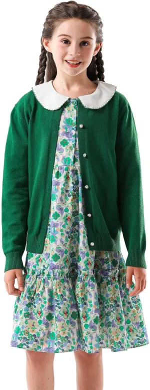SMILING PINKER Girls Cardigan Sweater School Uniforms Button Long Sleeve Knit Tops