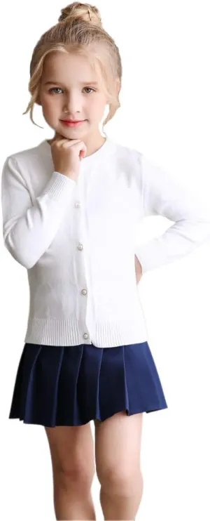 SMILING PINKER Girls Cardigan Sweater School Uniforms Button Long Sleeve Knit Tops