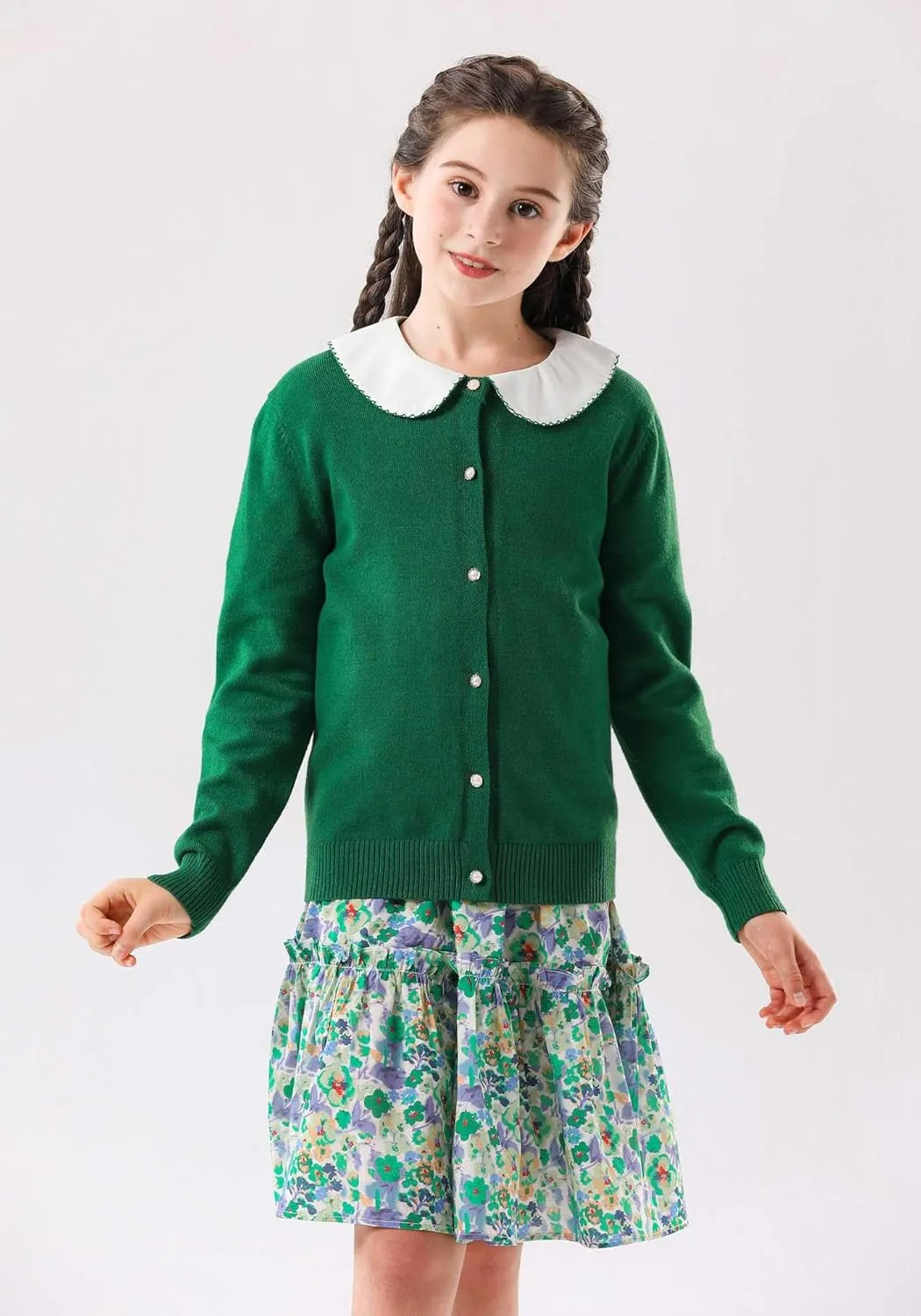 SMILING PINKER Girls Cardigan Sweater School Uniforms Button Long Sleeve Knit Tops