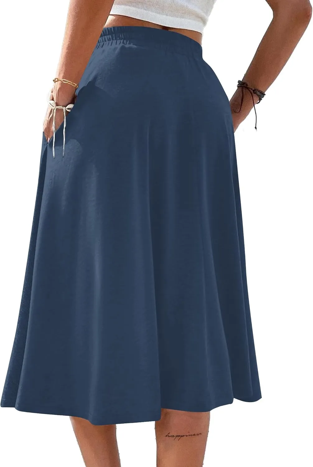 SOFIA'S CHOICE Skirts for Women Midi Length A Line Swing Flowy Skirt with Pockets