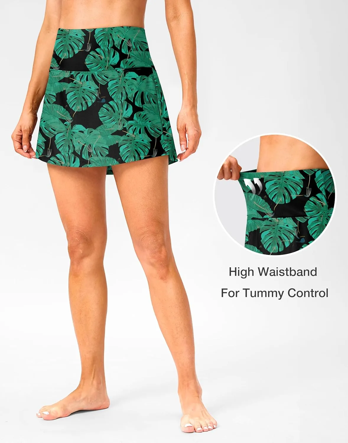 Soothfeel Women's High Waisted Swim Skirt with Pocket Tummy Control Tankini Swimsuit Bathing Suit Skirt Bottom for Women