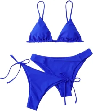 Sorrica Women's 3 Piece String Bikini Set Triangle Thong Swimsuits Beach Bathing Suit Set