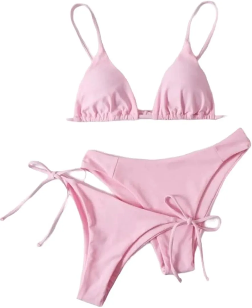 Sorrica Women's 3 Piece String Bikini Set Triangle Thong Swimsuits Beach Bathing Suit Set