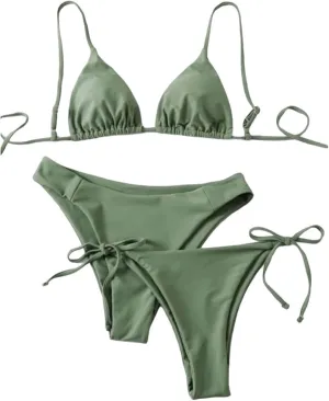 Sorrica Women's 3 Piece String Bikini Set Triangle Thong Swimsuits Beach Bathing Suit Set