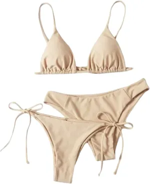 Sorrica Women's 3 Piece String Bikini Set Triangle Thong Swimsuits Beach Bathing Suit Set