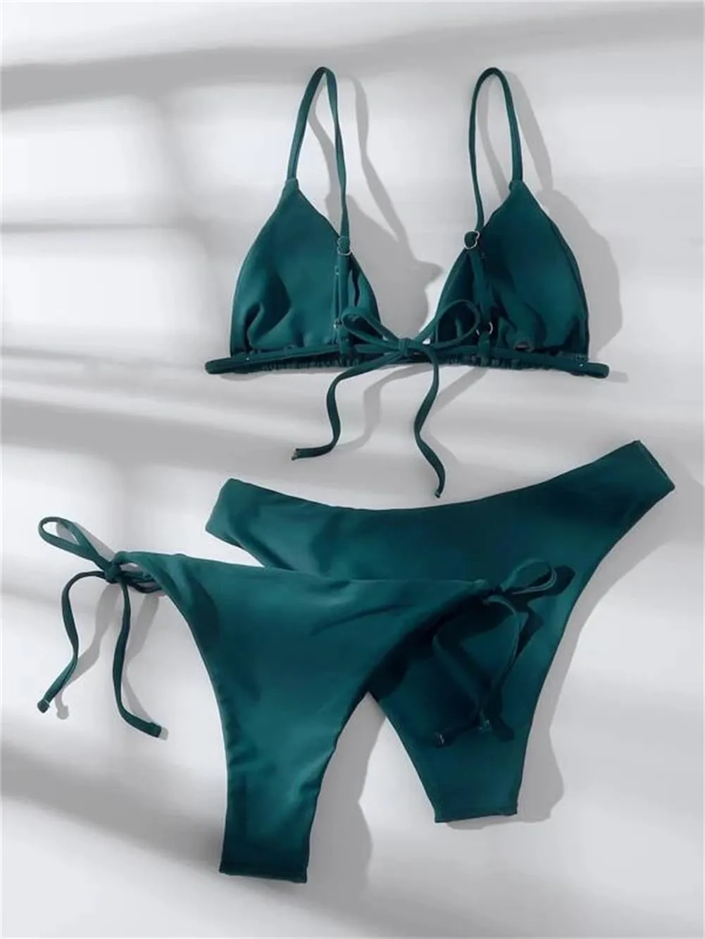 Sorrica Women's 3 Piece String Bikini Set Triangle Thong Swimsuits Beach Bathing Suit Set