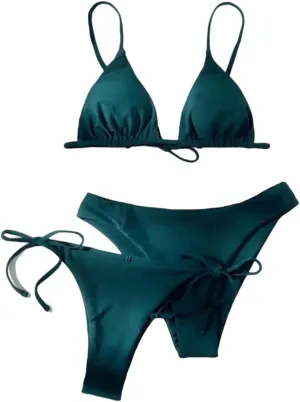 Sorrica Women's 3 Piece String Bikini Set Triangle Thong Swimsuits Beach Bathing Suit Set