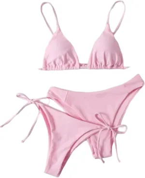 Sorrica Women's 3 Piece String Bikini Set Triangle Thong Swimsuits Beach Bathing Suit Set