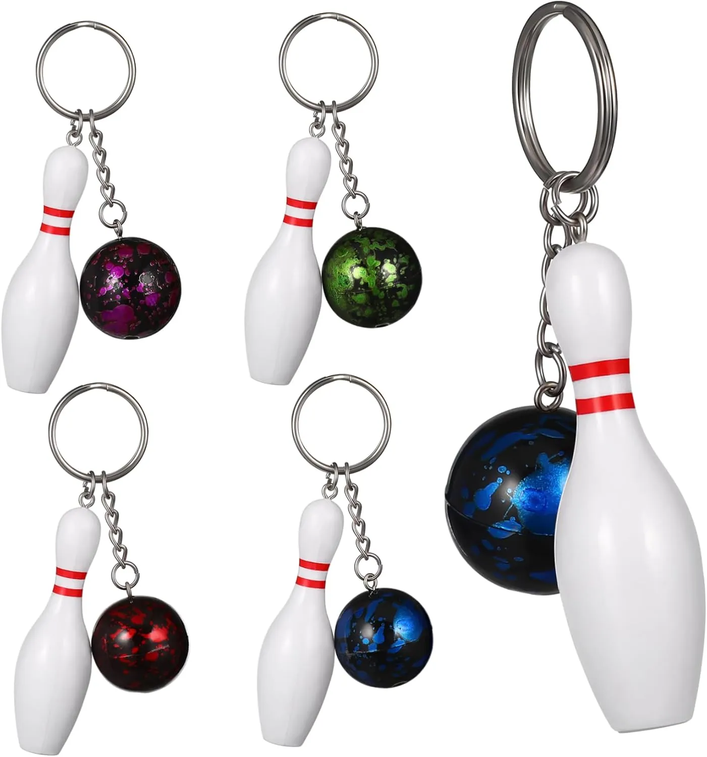 Sosoport Cute Keychains for Bowling Lovers Simulation Bowling Keychain Bag Decor Ring Attachment