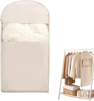 Space Saving Hanging Garment Bag, Coat Bag With Sel-f Compression Zipper, Coat Bags For Closet Storage, Hangable Closet Organizer, Down Compression Dust Cover
