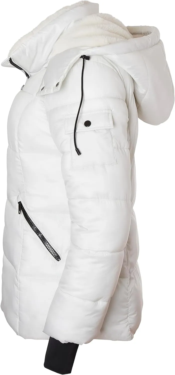 Sportoli Womens Winter Coat Hooded Plush Lined Quilted Warm Zip Up Puffer Jacket