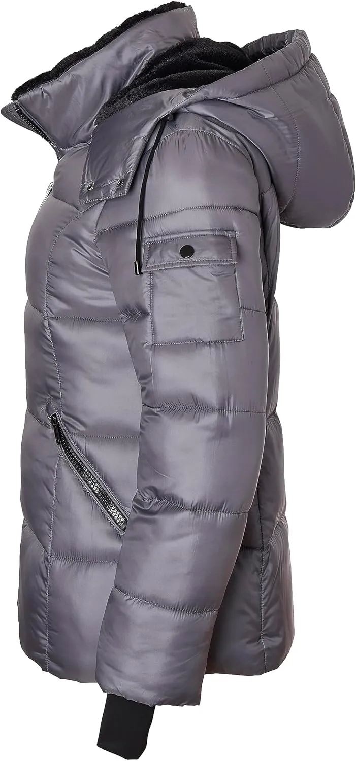 Sportoli Womens Winter Coat Hooded Plush Lined Quilted Warm Zip Up Puffer Jacket