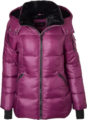 Sportoli Womens Winter Coat Hooded Plush Lined Quilted Warm Zip Up Puffer Jacket