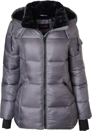 Sportoli Womens Winter Coat Hooded Plush Lined Quilted Warm Zip Up Puffer Jacket