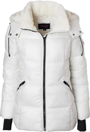 Sportoli Womens Winter Coat Hooded Plush Lined Quilted Warm Zip Up Puffer Jacket