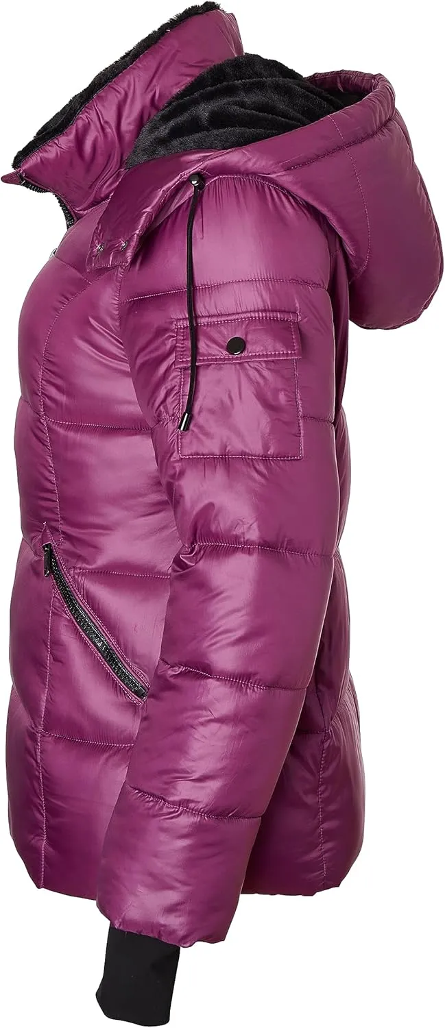 Sportoli Womens Winter Coat Hooded Plush Lined Quilted Warm Zip Up Puffer Jacket