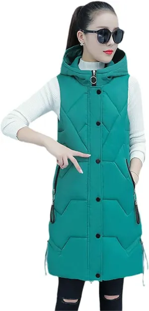 Spring Autumn Women Vest Cotton Waistcoat Plus Size Long Slim Padded Student Coat