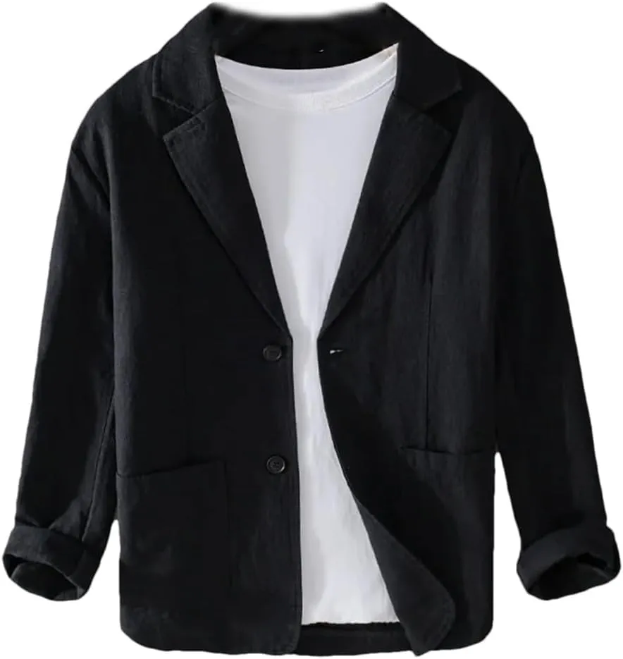 Spring Men's Striped Shirt Casual Linen Jacket Loose Simple Shirt
