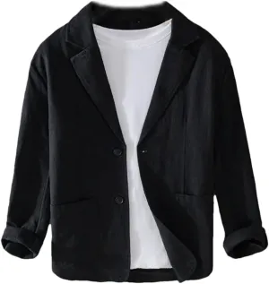 Spring Men's Striped Shirt Casual Linen Jacket Loose Simple Shirt