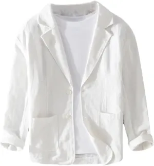 Spring Men's Striped Shirt Casual Linen Jacket Loose Simple Shirt