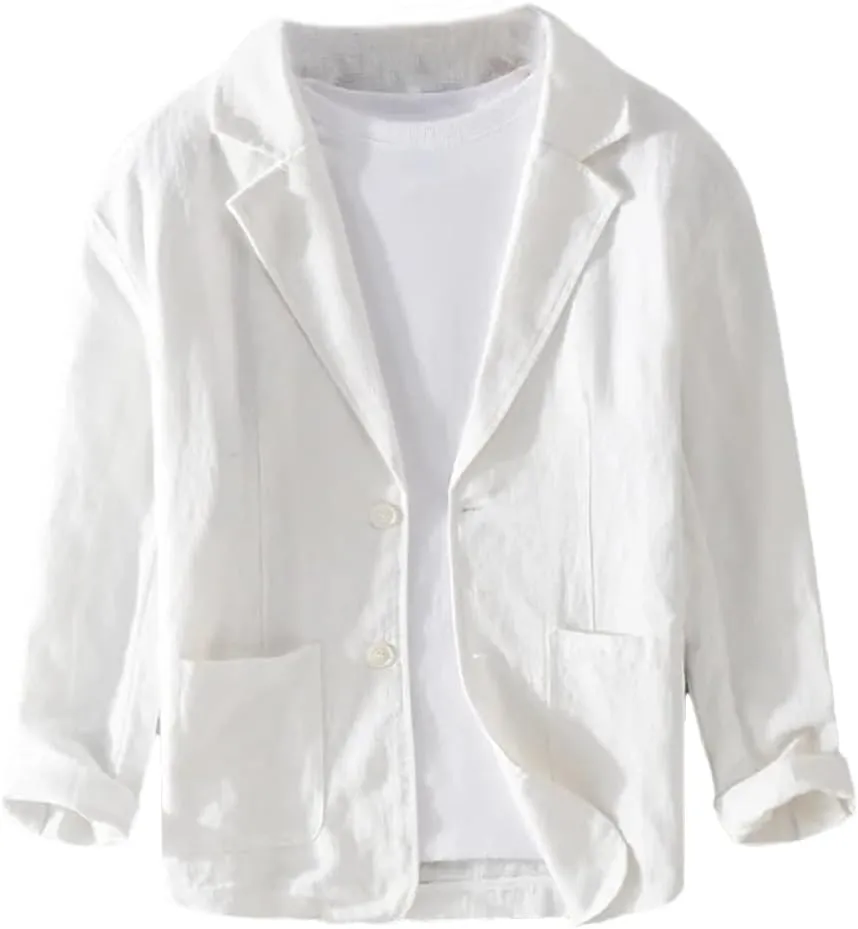Spring Men's Striped Shirt Casual Linen Jacket Loose Simple Shirt