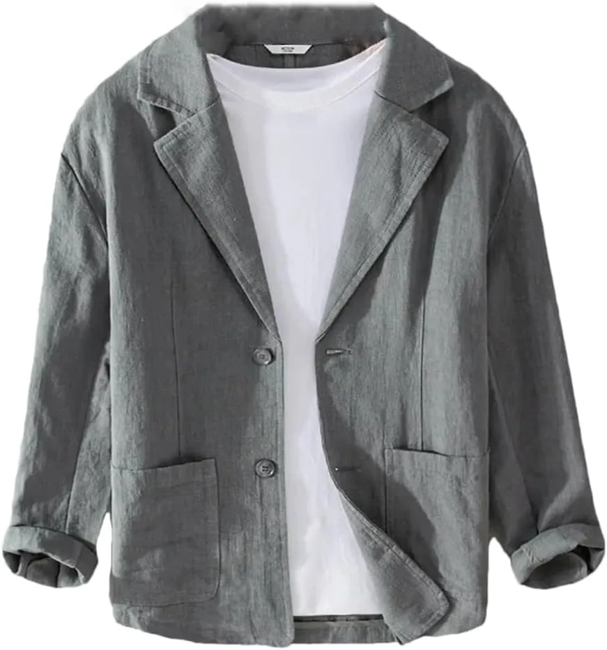 Spring Men's Striped Shirt Casual Linen Jacket Loose Simple Shirt