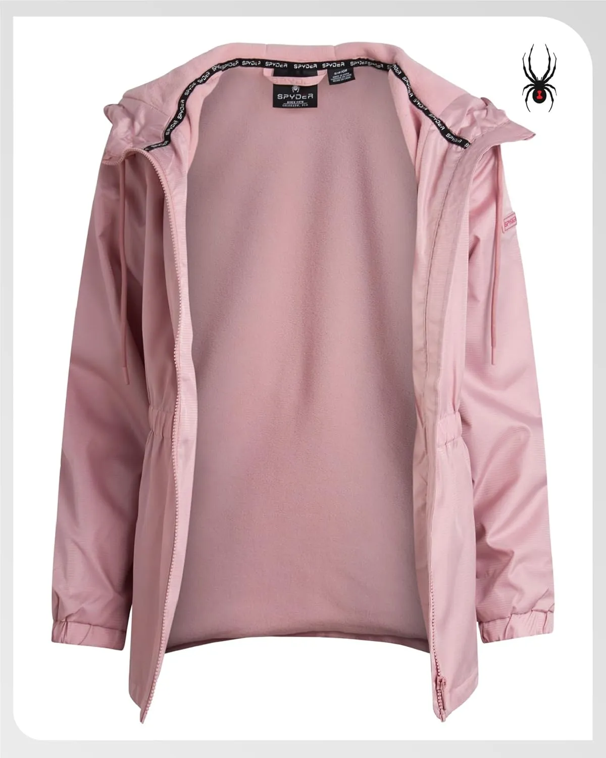 Spyder Women's Windbreaker Jacket - Lightweight Polar Fleece Lined Zip Up Rain Outerwear Coat with Hood (Sizes: S-XL)